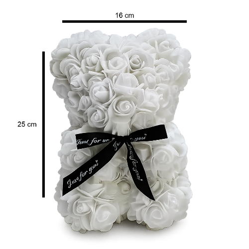 Balto meškiuko iš dirbtinių rožių išmatavimai