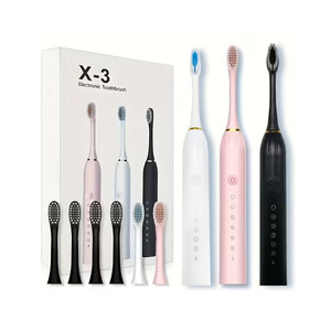 Elektrinis dantų šepetėlis su papildomomis 4 keičiamomis galvutėmis – USB įkrovimas, 6 valymo režimai