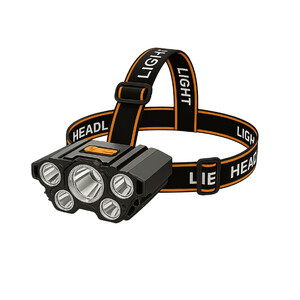 Įkraunamas LED žibintuvėlis ant galvos su 5 ryškiomis lemputėmis – 3 apšvietimo režimai