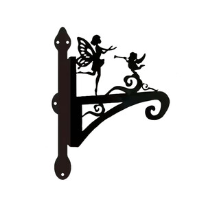 Dekoratyviniai sieniniai kabliukai su fėjų siluetu – 2 vnt., juodos spalvos, metalo konstrukcija