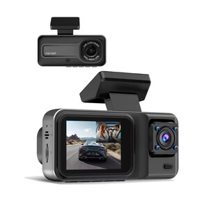 Automobilio vaizdo registratorius su dviguba kamera (1080P + 720P), naktiniu matymu ir stovėjimo stebėjimu