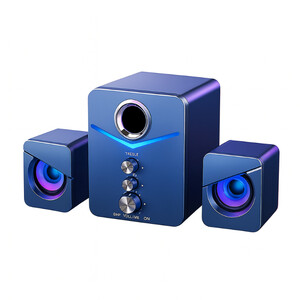 9D erdvinio garso garsiakalbiai su LED apšvietimu – 2.1 stereo sistema, USB maitinimas