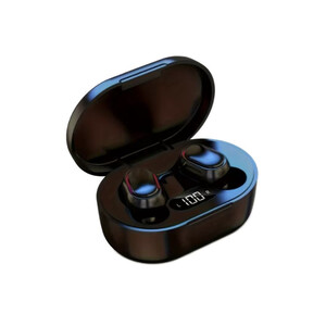 FHRM V5.3 belaidės ausinės su įkrovimo dėklu ir LED ekranu – juodos spalvos