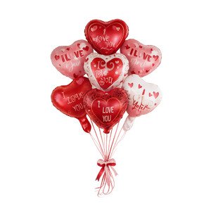 10 vnt. Valentino dienos širdelių folijos balionai „I Love You“