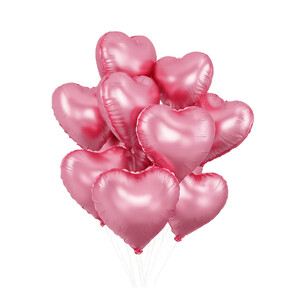 10 vnt. rožinių širdies formos folijos balionų rinkinys