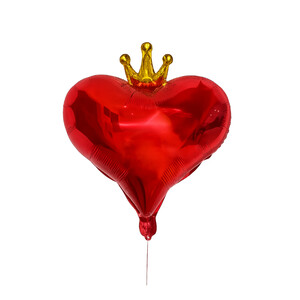 6 vnt. širdies formos karūnos aliuminio folijos balionai – raudoni