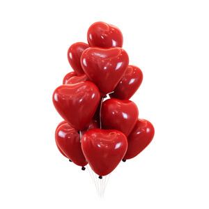 20 vnt. raudoni širdies formos lateksiniai balionai