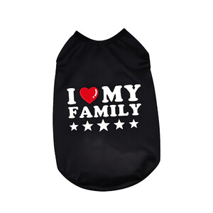 Juodas šuns plonas megztinis „I Love My Family“