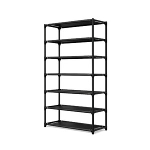 7 aukštų metalinė batų lentyna - juodos spalvos