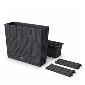Lauko plastikinis vazonas RATO CASE, su įdėklu, antracito sp., 18 x 58 x 50 cm