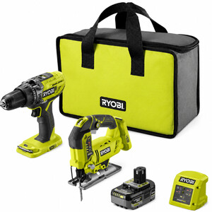 Akumuliatorinių įrankių komplektas RYOBI ONE+ R18CK2PJ-1X40S, 18 V, 4,0 Ah Li-ion, R18PD3 + R18JS